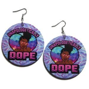 Unapologetically Dope Medium Statement Dangle Drop Wood Earrings